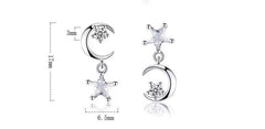 Moon Star Earrings 925 Sterling Silver