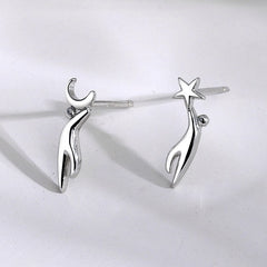 Moon Star Earrings 925 Sterling Silver