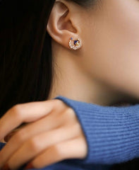 Enchanting Hurufiyya-Inspired Enameled Gemstone Ear Studs