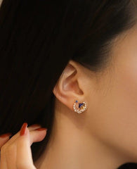 Enchanting Hurufiyya-Inspired Enameled Gemstone Ear Studs