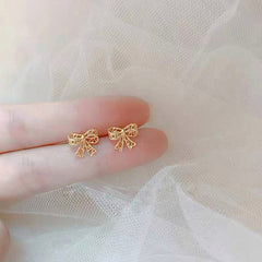 Gold Lace Bow Earrings