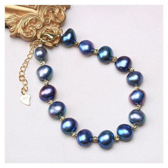 Gray Purple Pearl Bracelet