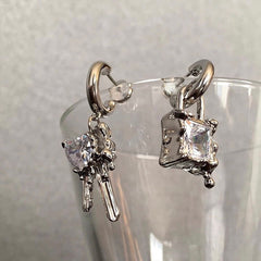 Lock & Key Earrings Dripping Metal Earrings