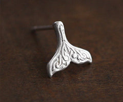 Mermaid Tail Stud Earrings 925 Sterling Silver