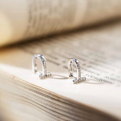 T Shape Diamond Hoop Earrings