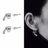 Edgy Pistol Chic Sterling Silver Earrings