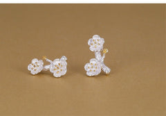 Delicate Sakura Stud Earrings - Sterling Silver Cherry Blossom Design