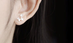 Sakura Sterling Silver Earrings - Delicate Cherry Blossom Flower Branch Studs