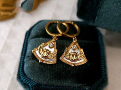 Egyptian Holy Beetle Earrings with Mother of Pearl