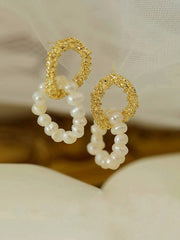 Elegant Baroque Pearl Hoop Earrings