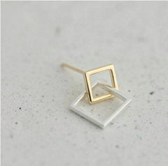 Stud earrings, Sterling Silver, 14k Gold Plated, Cute, Square, Round, Dangle Earrings, Drop Earrings