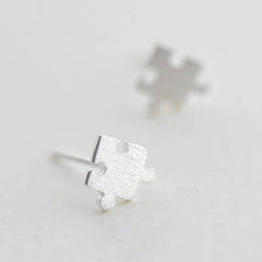 Puzzle Stud Earrings, Stud earrings, Sterling Silver, 14k Gold Plated, Cute, Oddities jewelry