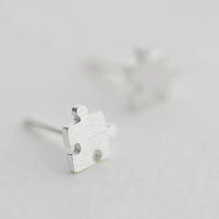 Puzzle Stud Earrings, Stud earrings, Sterling Silver, 14k Gold Plated, Cute, Oddities jewelry