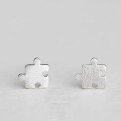 Puzzle Stud Earrings, Stud earrings, Sterling Silver, 14k Gold Plated, Cute, Oddities jewelry