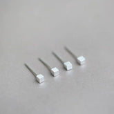 Square shape silver earrings, Studs, Solid Sterling Silver, Minimalist Jewelry