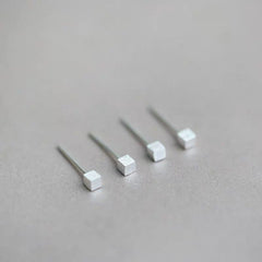 Square shape silver earrings, Studs, Solid Sterling Silver, Minimalist Jewelry