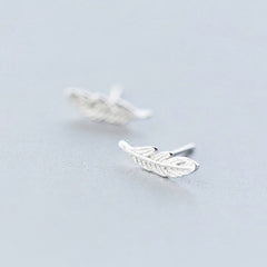 Tiny feathers earrings, Studs, Sterling Silver, Gifts for kids, Cutest.