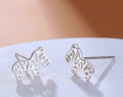 Tiny Zebra Earrings| Cutout studs| Sterling Silver| S925