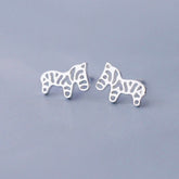 Tiny Zebra Earrings| Cutout studs| Sterling Silver| S925