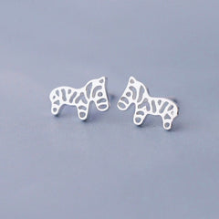 Tiny Zebra Earrings| Cutout studs| Sterling Silver| S925