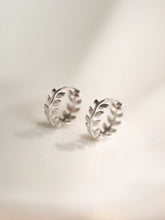 Tiny branch leaf earrings| Hoops| Sterling Silver| Olive branch| Peace| Dainty| Delicate| Cutest|