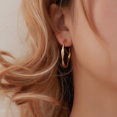 Twisted hoop earrings| Matte gold finished| Simple hoops| Minimalist