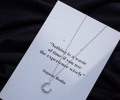 Silver Crystal Moon Necklace