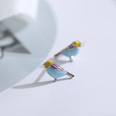 Tiny Bird Earrings| Studs| Enameled earrings| Sterling Silver| Gift for her| Cute|