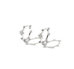 Silver cross hoop earrings| Hoops| Sterling Silver|Gifts for her| Crystal cross hoops| Ball hoops