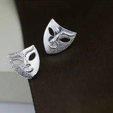 Tiny mask earrings| Studs| Sterling Silver| The Phantom of the Opera| Men¡¯s earrings