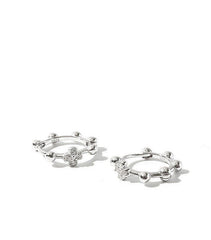 Silver cross hoop earrings| Hoops| Sterling Silver|Gifts for her| Crystal cross hoops| Ball hoops