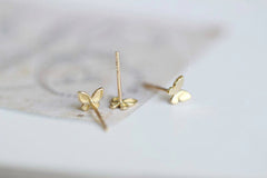 Super Tiny Gold Butterfly Earrings, Studs, Sterling Silver, Gifts for kids, Cutest.