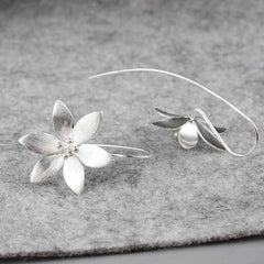 Silver Lotus Earrings, Orchid Earrings, Flower Earrings, Dangle Earrings, Sterling Silver, Gifts for her, Elegant