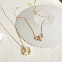 Bumble Bee & Honeycomb Necklace