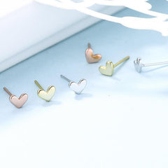 Super Tiny Gold Heart Studs , Simple Heart Stud earrings, Silver, Gold, Rose Gold, Cute, Dainty, Delicate jewelry.