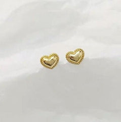 Super Tiny Gold Heart Studs , Simple Heart Stud earrings, Cute, Dainty, Delicate jewelry.