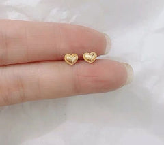 Super Tiny Gold Heart Studs , Simple Heart Stud earrings, Cute, Dainty, Delicate jewelry.