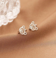 Teddy Bear Earrings| Studs| Teddy Bear Hoops | Sterling Silver| Mismatched earrings| Gifts for kids| Cutest
