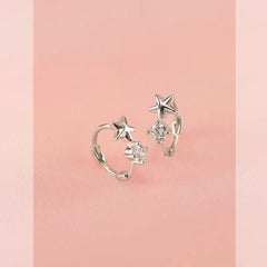 Twinkle Star hoop Earrings, Sterling Silver, Cute, Hoops , Gift for her, Starry Night