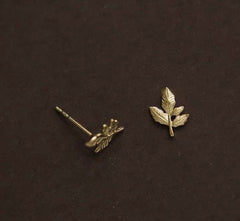 Tiny leaf earrings| Little leaf studs| Polished| Studs| Sterling Silver| Rose gold