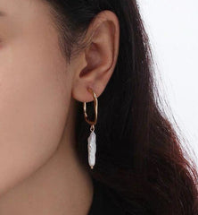 Real freshwater pearls hoops| Baroque pearls hoops| Gold hoops| Elegant | Best gift| Dainty| Mothers Day Gift