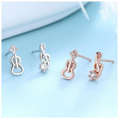Violin and Clef Earrings| Cello Studs| Crystal earrings| Guitar | Sterling Silver| Mismatched earrings| Gifts for musicians | Cutest