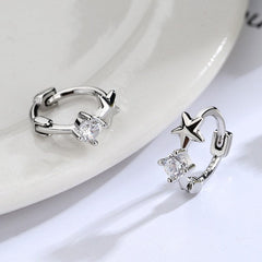Twinkle Star hoop Earrings, Sterling Silver, Cute, Hoops , Gift for her, Starry Night