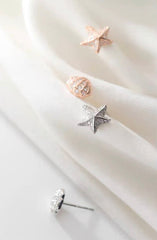Seashell Earrings| Starfish earrings | Dainty studs| Sterling Silver| Rose gold| S925