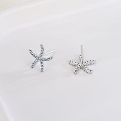 Starfish earrings , Blue starfish studs, Sterling Silver, S925, Dainty, Gift for her