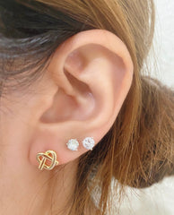 Tiny pretzel earrings| Knot Studs| Sterling Silver| Mismatched earrings| Minimalist Jewelry| Foodie| Best gift