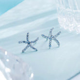 Starfish earrings , Blue starfish studs, Sterling Silver, S925, Dainty, Gift for her