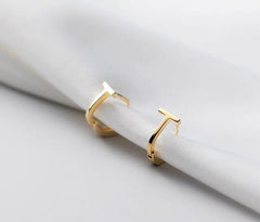 T Shape Hoop Earrings| Simple hoops| Sterling silver | Tiny Gold Hoops| Minimalism