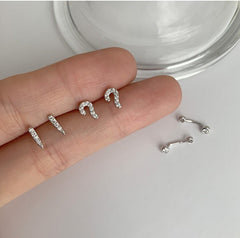 Tiny Punctuation Earrings, Question mark and exclamation mark studs, Sterling Silver, S925, Mismatched studs, Grammar studs