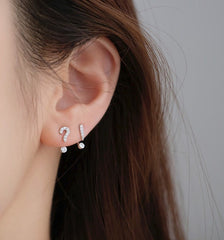 Tiny Punctuation Earrings, Question mark and exclamation mark studs, Sterling Silver, S925, Mismatched studs, Grammar studs